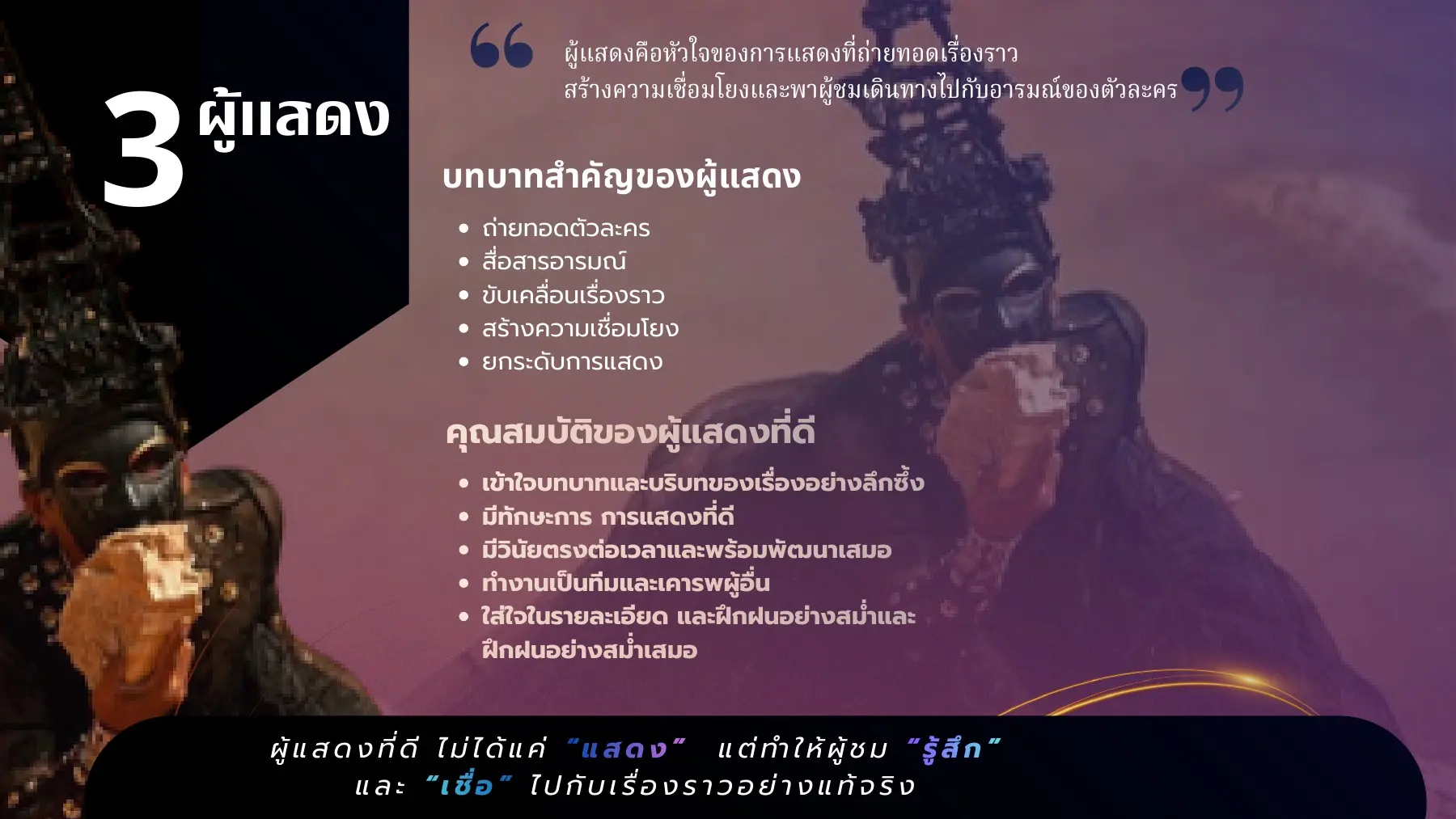 บทบาทและคุณสมบัติของผู้แสดง