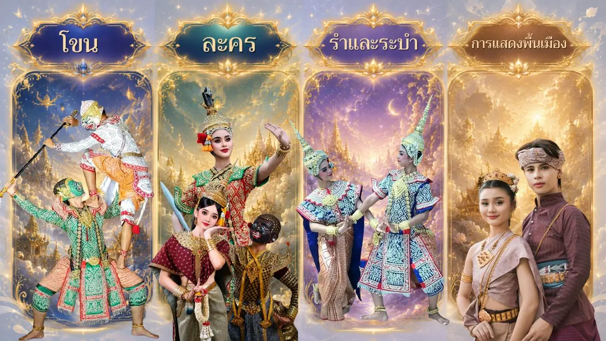 โขน ละคร รำและระบำ และการแสดงพื้นเมือง
