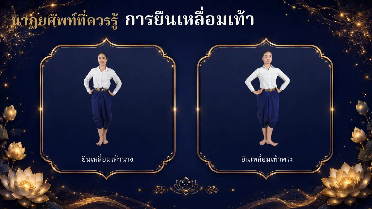 นาฏยศัพท์ ยืนเหลื่อมเท้านางและพระ