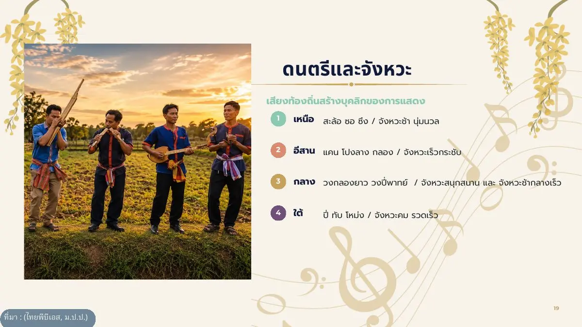 ดนตรีและจังหวะของการแสดงพื้นบ้าน 4 ภาค